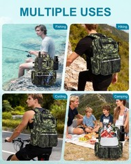 Fishing Backpack with Rod Holders, 43L Large Water Resistant Tackle Bag Stora…