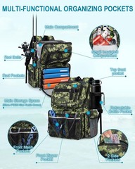 Fishing Backpack with Rod Holders, 43L Large Water Resistant Tackle Bag Stora…