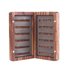Maxcatch Natural Wooden Black Walnut Premium Fly Fishing Box Case Double Side
