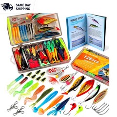 Professional Fishing Gear Kit with 128 Lures, Perfect for All Fishing Levels