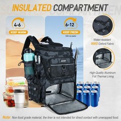 Fishing Backpack, 900D Water-Resistant Tackle Bag with Rod Holders, Insulated…