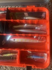 Double Layer Fishing Tackle Box Adjustable Dividers, Handle + 23 Various Lures