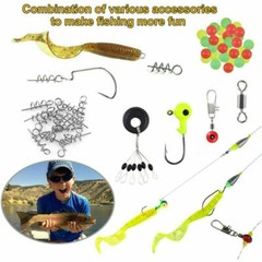188 Pcs Fishing Accessories Kit with Tackle Box Pliers Jig-Hooks Sinker Clamp