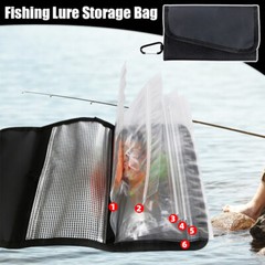 Soft Bait Binder with 6pcs PVC Bag Fishing Lure Storage Bag Wallet Tackle Oxford