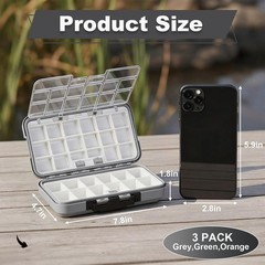 Small Tackle Box Organizer 3 Pack, Mini Portable Waterproof Fishing Lure Boxe…