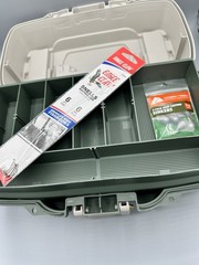 NEW Plano One Tray Tackle Box W/ 2 Top Access Storage Compartments Grey