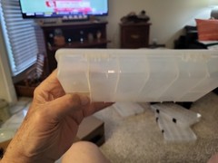 Two Plastic Fishing Tackle Boxes:Cabelas-9×4.5×1.5″. Plano-8.5×4.25×1.5″
