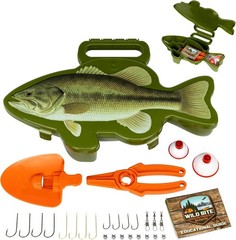 Fishing Tackle Box Kit 25-Piece Beginner Bass Panfish Trout