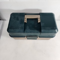 Vtg Woodstream Large 3 Tray Fishing Tackle Box Trunk-Style Blue White