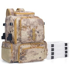 Fishing Camouflage Khaki Standard Size 4 Tackle Boxes Included 900d Nylon