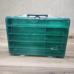 PLANO Model # 1119 Double Sided TACKLE BOX Green & Grey Made In USA