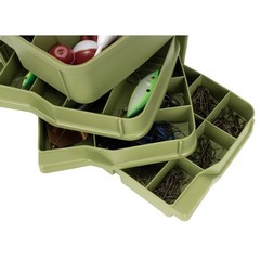 Large Fishing Tackle Box Plastic 15.5 Inch Green 6 Tray Storage Organizer