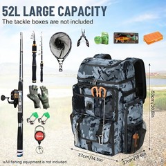 Fishing Tackle Backpack with Rod Holder, Large Tactical Backpack, Fishing Gea…