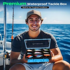 Waterproof Fishing Tackle Box Organizer with Removable Dividers and Trays