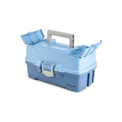 Plano Catch All Two-Tray Tackle Box Kit, Light Blue/Dark Blue, Rust-Proof Brass