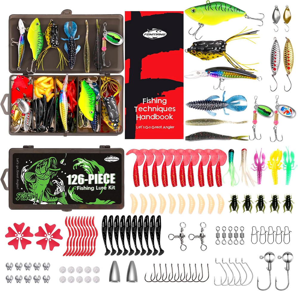 Fishing Lures – Tackle Box with Tackle Included, Fishing Kit with Vibs