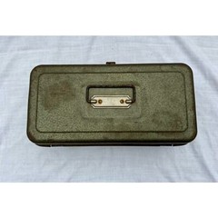 Vintage Army Green Utility Chest 2 Tier Tray Tools Tackle Craft Box Rustic Decor