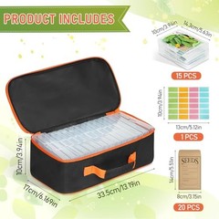 15 Slots Seed Storage Box with 20 Seed Envelopes, Large Capacity Seeds Orange