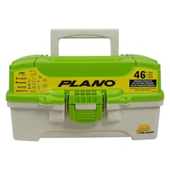 Fishing Tackle Box 46pc Tackle Kit Freshwater Organizer W/ Brass Latch Plastic