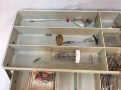 Tackle Box Old Plano 3 Trays Fold Out Tackle Included Latch Handle 15.5″ Plastic