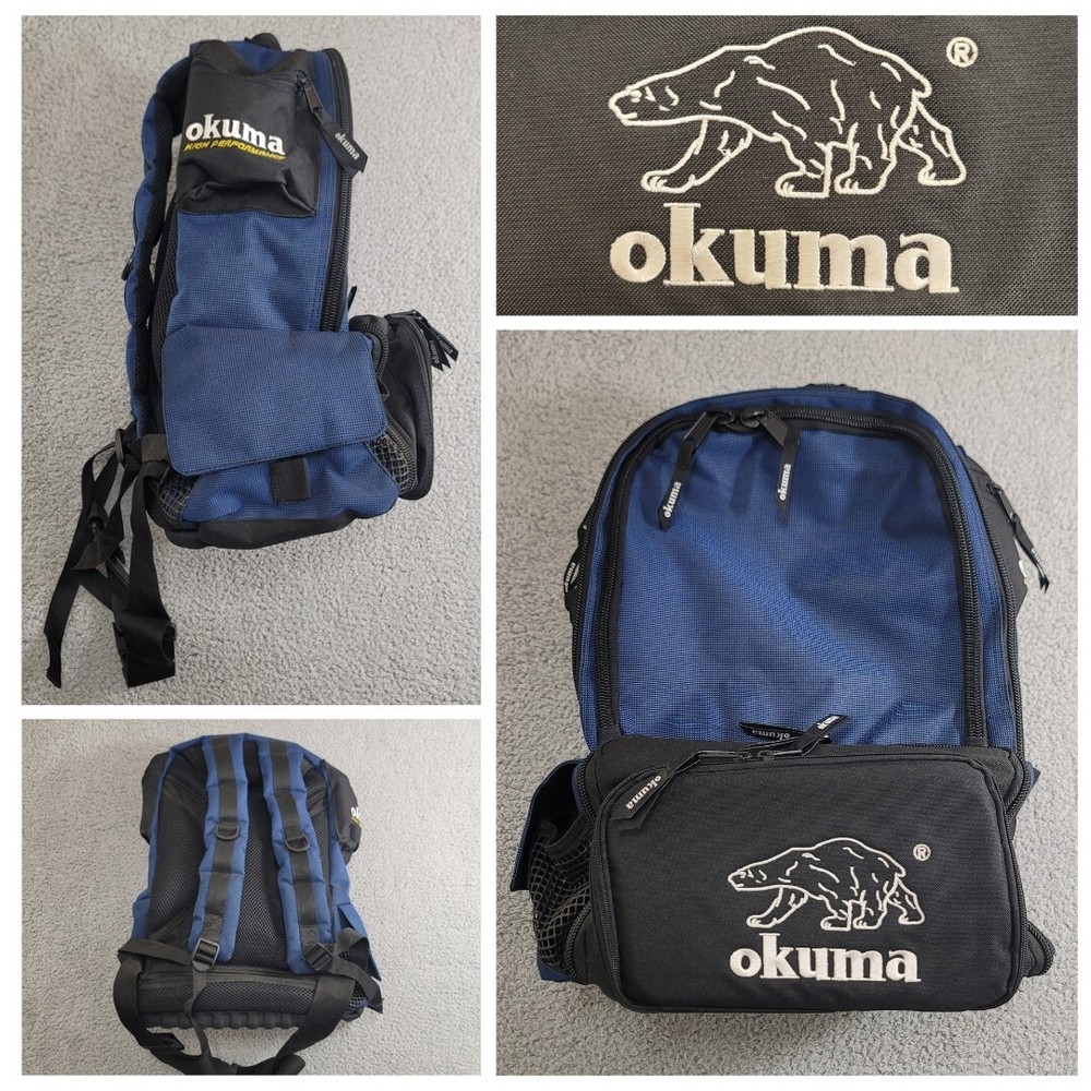 Okuma Tournament Soft Sided Fishing Tackle Bag, Water Resistant Blue Backpack