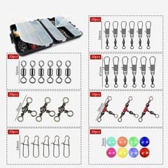 Fishing Tools Kit 140pcs with Swivels Beads Pins Center Pass for Fishing Setup