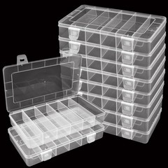 10 Pack 6 Grids Tackle Box Organizer, Plastic Organizer Box, Clear Organizer …