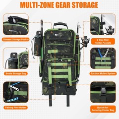 AYAMAYA Fishing Backpack with Cooler, 45L Tackle Backpack with Rod Holders & …