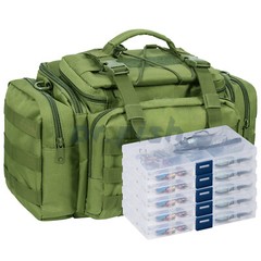 Large Fishing Tackle Bag 5 Tackle Boxes with 60 Fishing Lures Padded Shoulder