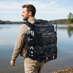 Fishing Backpack, 900D Water-Resistant Tackle Bag with Rod Holders, Insulated…
