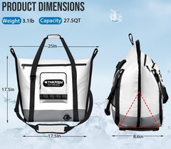 Insulated Fish Cooler Bag, 25×17.5in Portable Soft Cooler Bag for Caught Fish…