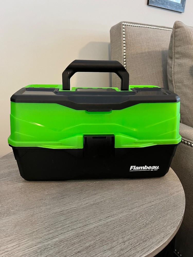 Flambeau Green & Black Outdoors 3 Tray Tool Storage Portable Tackle Box EUC