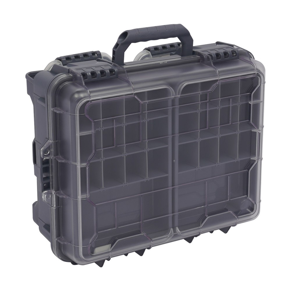 Fishing Tackle Box w/ Removable Tackle Tray Large Portable Utility Boxes Grey