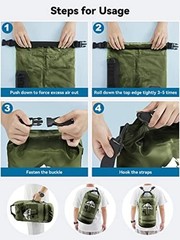 Dry Bag Waterproof for Women Men, 5L//20L/30L/40L Roll Top 10L Pitch Green