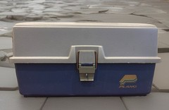 Plano #6800 Series Vintage Gray Fishing Tackle Box – 2 Tier – Used Great Cond.