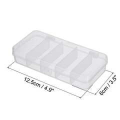 4pcs Fishing Tackle Box, 5-Grid Fish Bait Hooks Accessory Storage Case, Clear