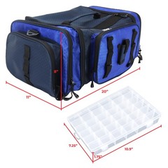 Osage River Elite Tackle Bag, Ripstop Large Soft Sided Bag w/ Tackle Boxes, Blue