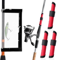 5 Pcs Fishing Hook Covers Set, 4 Red Lure Wraps for Rod and 1