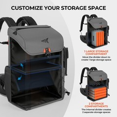 KastKing All Weather 13.8 inches, A: Grey（With 4 Waterproof Tackle Boxes）