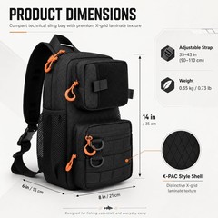 X-PAC Fishing Sling Bag 6L Waterproof Crossbody Tackle Pack with Rod Holder