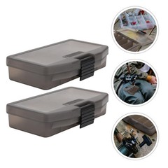 2 Pcs Fishing Tool Storage Box Plastic Case with Compartments and Clear Lid