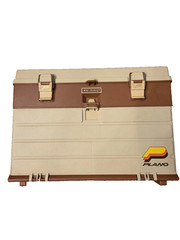Plano 757 4-Drawer Tackle Box Brown Beige Plastic Vintage