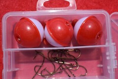 Plano Fishing Tackle Box Bobbers Hooks Sinkers Blue Crappie Jigs Plastic Worms