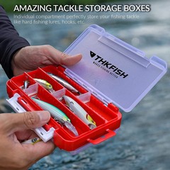 THKFISH Fishing Tackle Box Double Side Organizer Storage Small Tackle Box Yellow