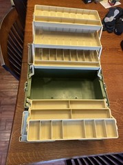 Vintage PLANO 8606 Tackle Box Two Sided Six Tray Locking Tackle Syst Great Cond