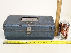 My Buddy #1351 One Tray Tackle Box Vintage Blue-Green Metal Fishing Tool Storage