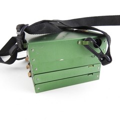 Green Anodized 3-Tier Fly Fishing Chest Box. Labeled “A Bar A Ranch”.