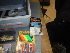 Woodstream tackle box loaded with game fish lures, hooks, worms tools jigs *216