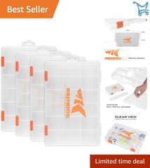 Plastic Tackle Boxes Set of 4 Removable Dividers Waterproof Storage Organizer