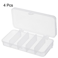 4pcs Fishing Tackle Box, 5-Grid Fish Bait Hooks Accessory Storage Case, Clear